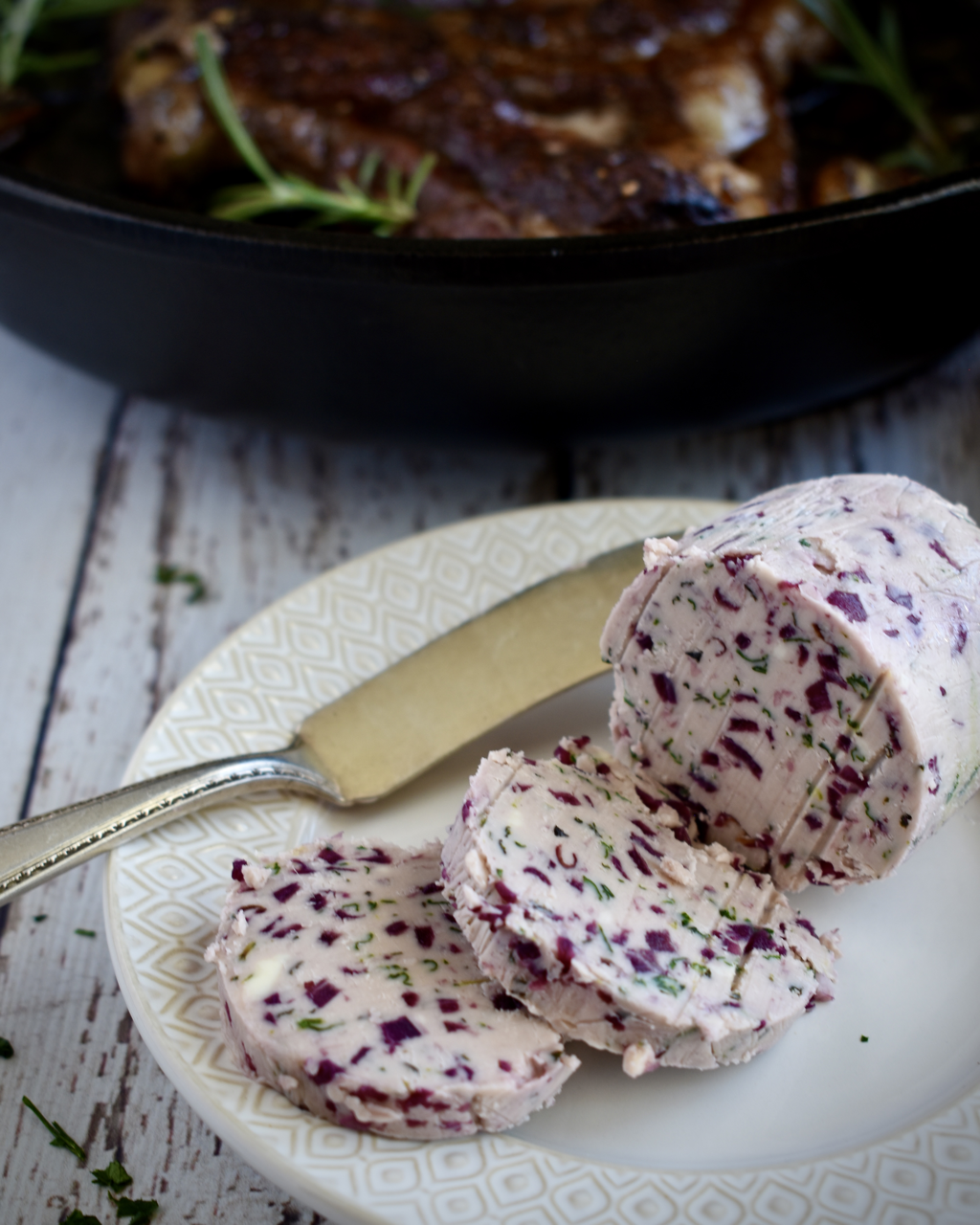 Pan-Seared Ribeye Steaks with Red Wine Shallot Butter 